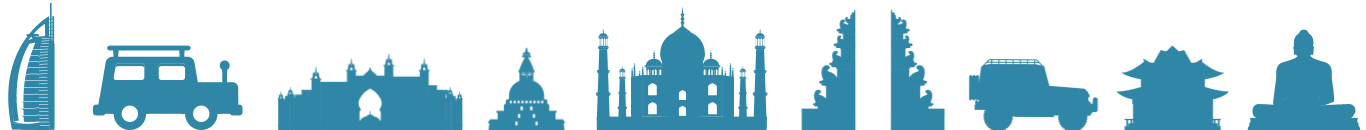 Travel destinations footer banner with landmarks